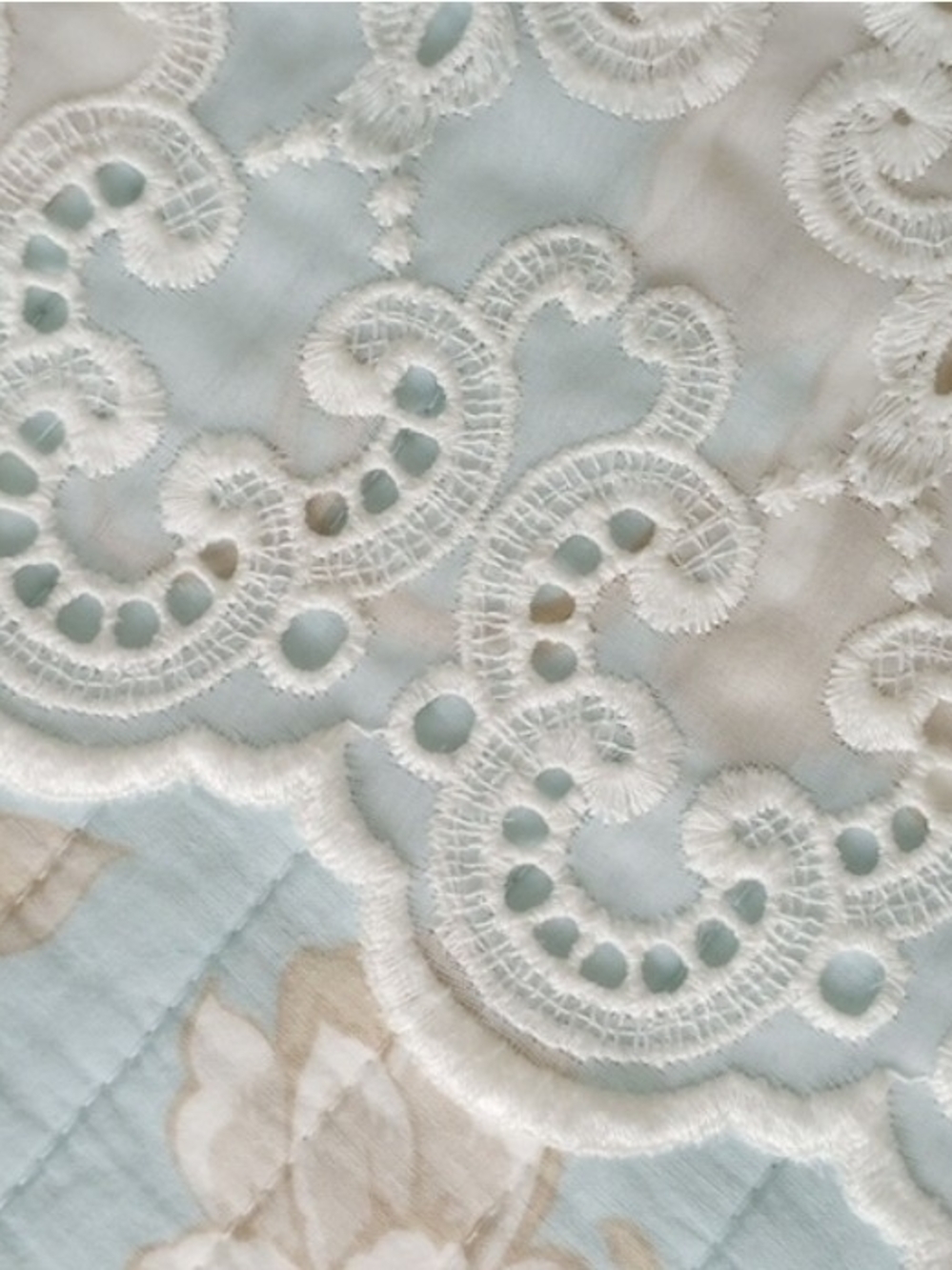 Ivory-White Lace Eyelet 167" Wide / 83" Long Sheer Curtain Panel - Picture 4 of 13